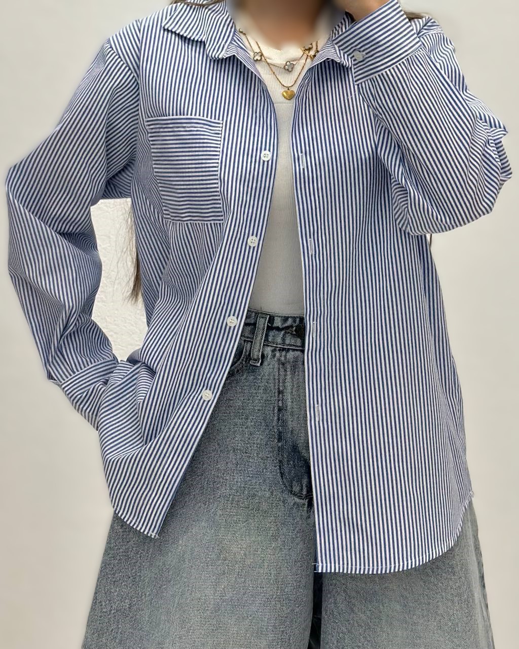 شومیز راه راه blue