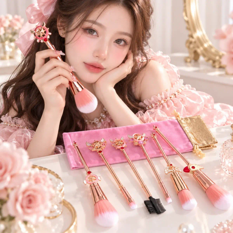 ست براش آرایشی پرنسسی بدنه فلزی طرح Sakura Card Captor